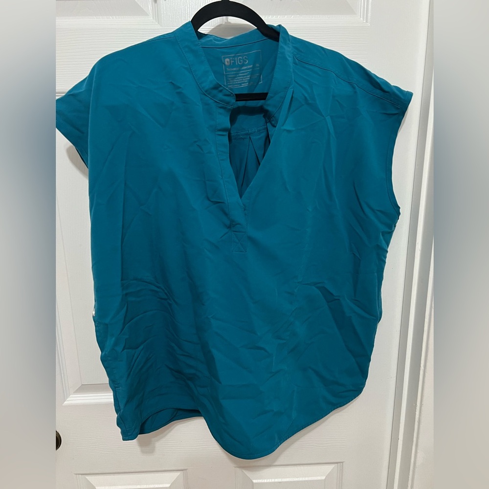 Figs Teal V-Neck Tunic Top